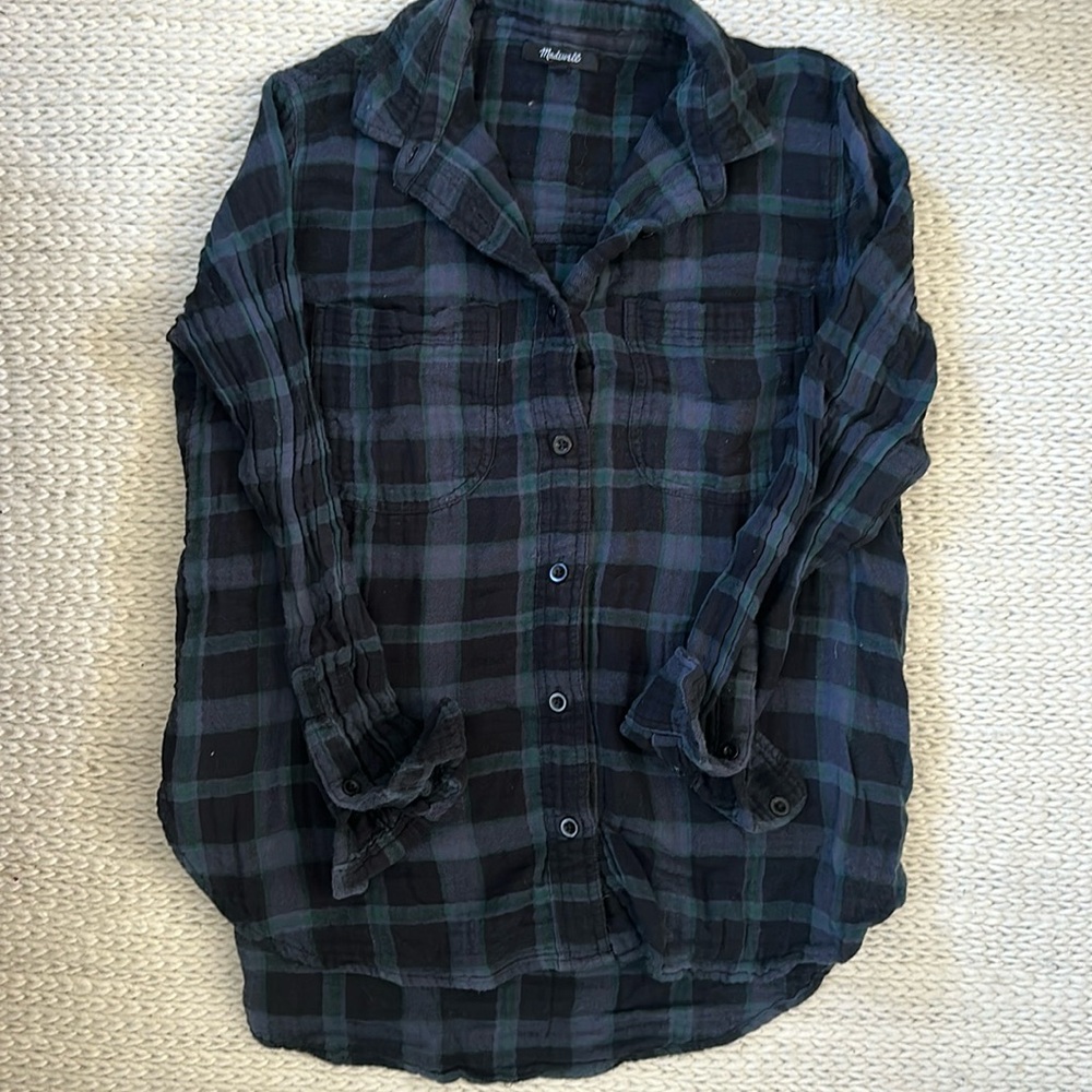 Madewell Lightspun Oversized Swing Shirt in Heisley Plaid